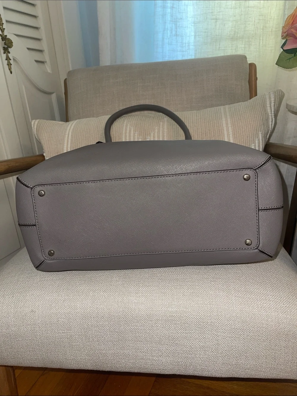kate spade Gray Leather Satchel with Double Handles